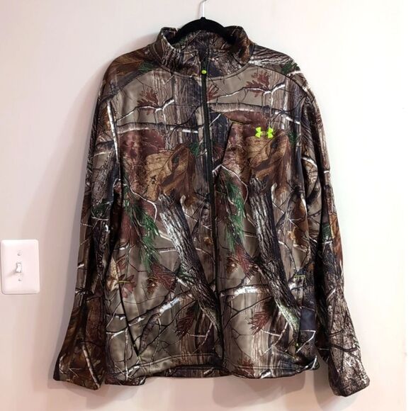 Under Armor Scent Control Soft Shell Fleece Lined Realtree Camo Hoodie Jacket XL - Picture 1 of 8